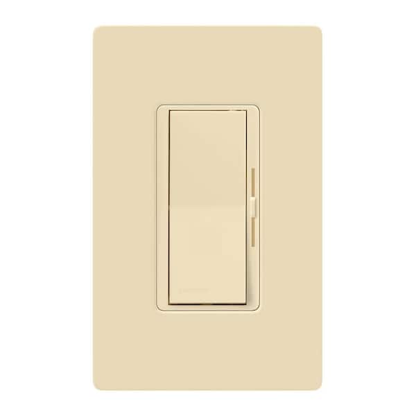 Lutron Diva Reverse-Phase Rocker Dimmer Switch, 250-Watt LED/Single Pole or 3-Way, Neutral Required, Ivory