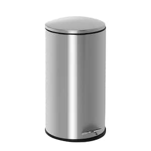 7.92 Gal. Silver Stainless Steel Semi-Round Step Trash Can with Lid