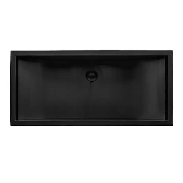 Ariaso 30 in. Undermount Rectangular 16-Gauge Brushed Stainless Steel Bathroom Sink iun Gunmetal Black