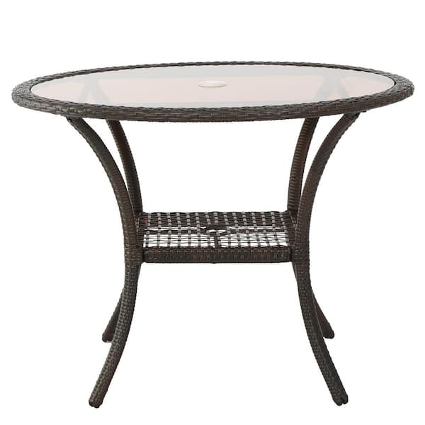 Noble House San Pico Brown Faux Rattan Outdoor Patio Bistro Table