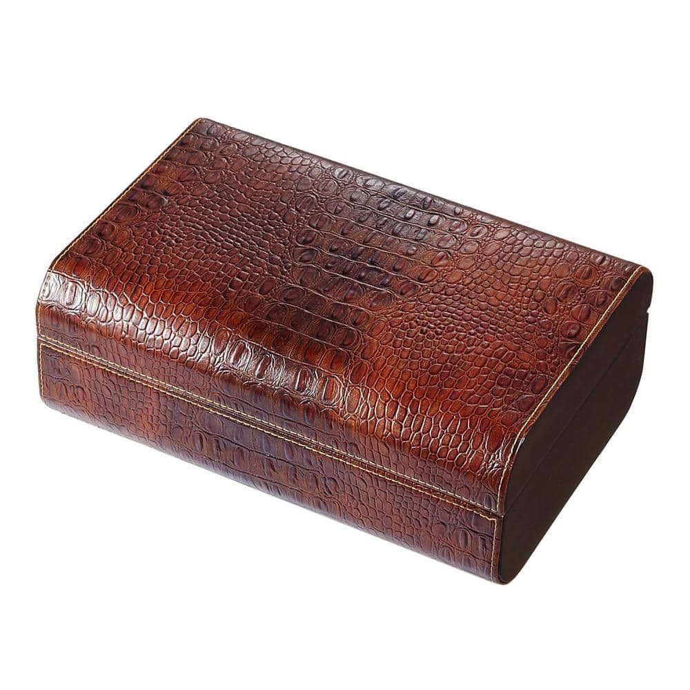Visol Brown Crocodile Leather Cigar Humidor VHUD527 - The Home Depot