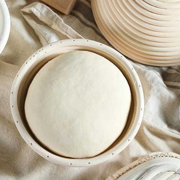 2-Piece Natural Rattan 9 in. Banneton Bread Proofing Baskets Set with Liners, Sourdough Round Proofing Bowls