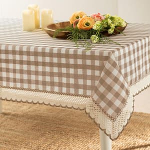 Buffalo Check 60 in. W x 104 in. L Taupe Checkered Polyester/Cotton Rectangular Tablecloth