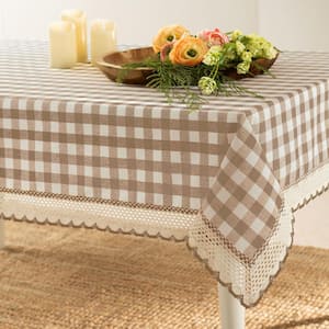 Buffalo Check 60 in. W x 120 in. L Taupe Checkered Polyester/Cotton Rectangular Tablecloth