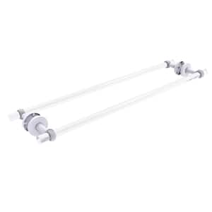 Clearview 30 in. Back to Back Shower Door Towel Bar with Twisted Accents in Matte White