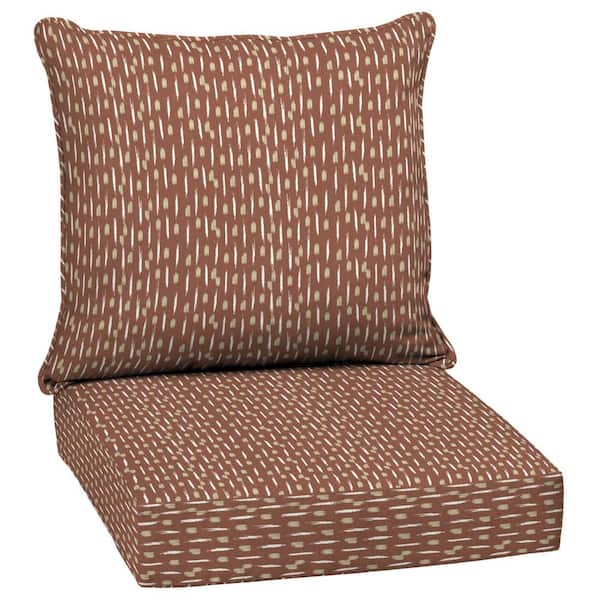 ARDEN SELECTIONS 24 in. x 24 in. 2-Piece Deep Seating Outdoor Lounge Chair Cushion in Rust Red Brushed Texture