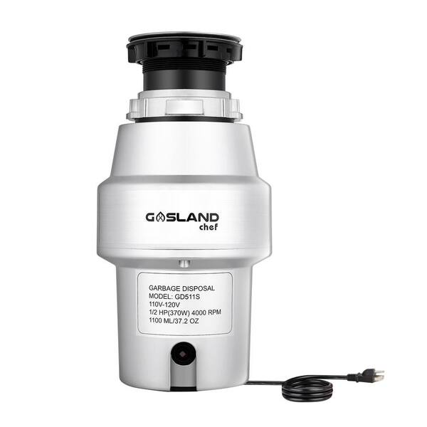 GASLAND Chef 1/2 HP Kitchen Continuous Feed Garbage Disposal with Power Cord Universal Garbage