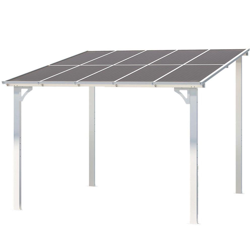 10 ft. x 10 ft. Wall Mounted Outdoor Gazebo with Lean to Gazebo Awnings, Aluminum Frame in White price history on PriceWatchPro