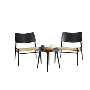 Black 3-Piece Aluminium Outdoor Bistro Set, Patio Bistro Table and Chairs Set For Backyard, Garden, Porch, Lawn