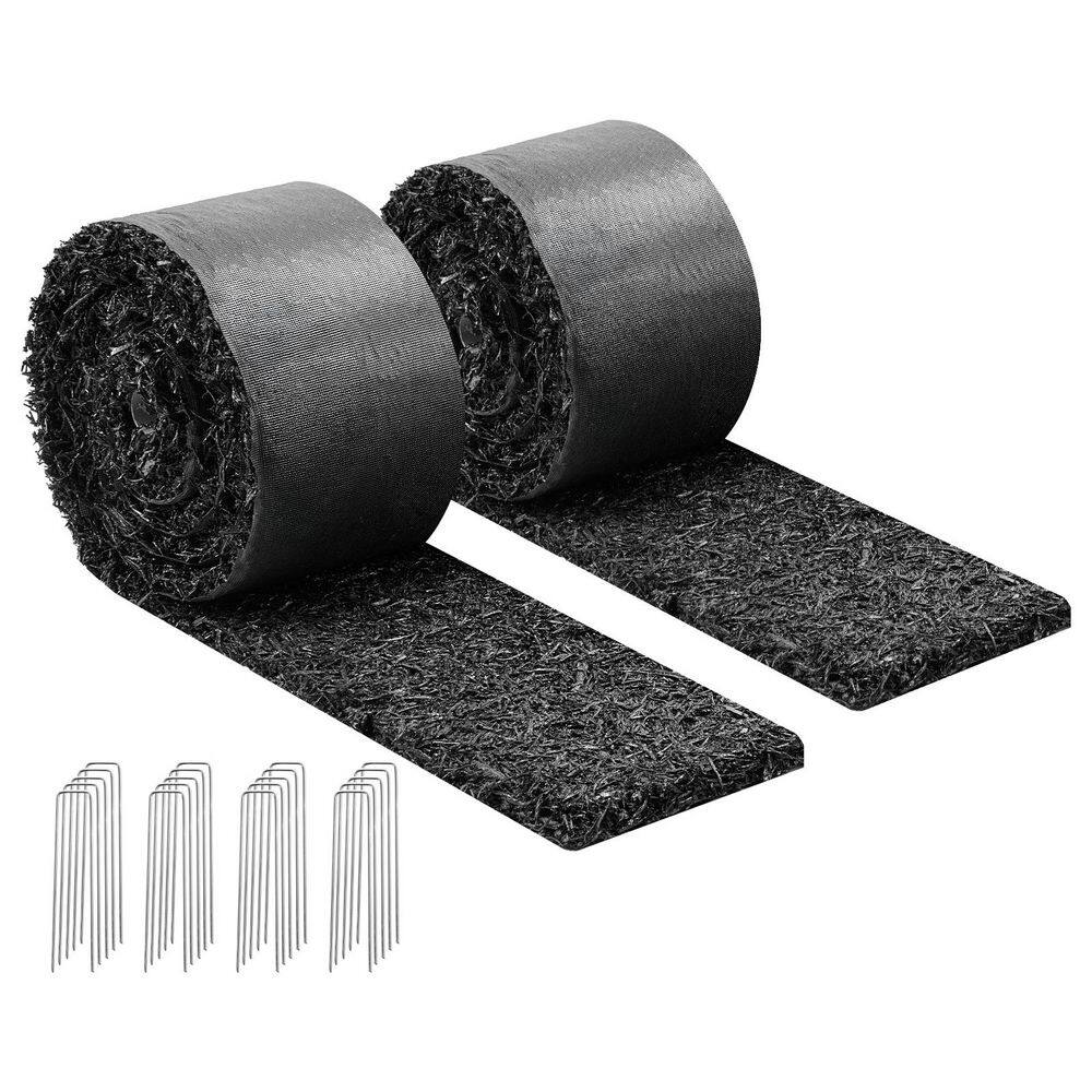 2 Rolls Rubber Mulch Mat Roll, 120 x 4.5 in., 0.5 in. Thick Recycled Rubber Edging, Cuttable Flower Barrier with Stakes price history on PriceWatchPro