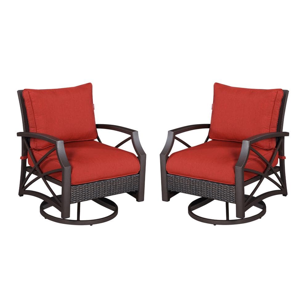 Kinger Home 2- Piece Rattan Wicker Outdoor Swivel Patio Lounge Chair ...