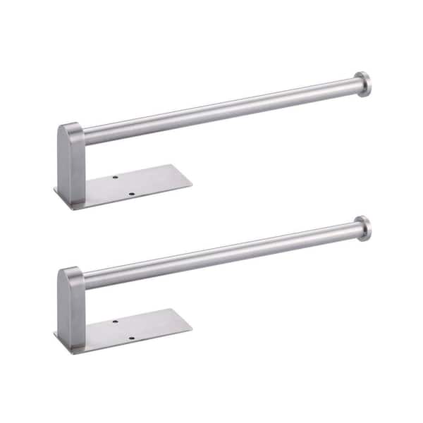 Wall Mount Drilled Stainless Steel Paper Towel Holders Under Cabinet for Kitchen in Brushed Nickel (2 Pack)