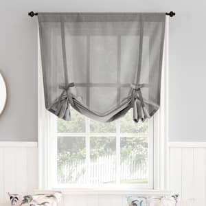 Noah Rod Pocket 40 in. W x 63 in. L Grey Heathered Texture Fabric Window Tie-up Shade
