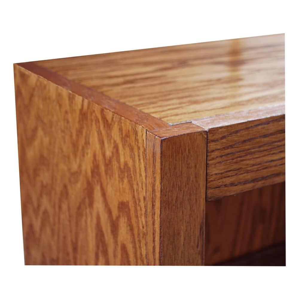 Elegant Dry Oak Wood Double Wide Bookcase with Adjustable Shelves