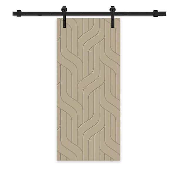 CALHOME 30 in. x 80 in. Unfinished Composite MDF Paneled Interior Sliding Barn Door with Hardware Kit