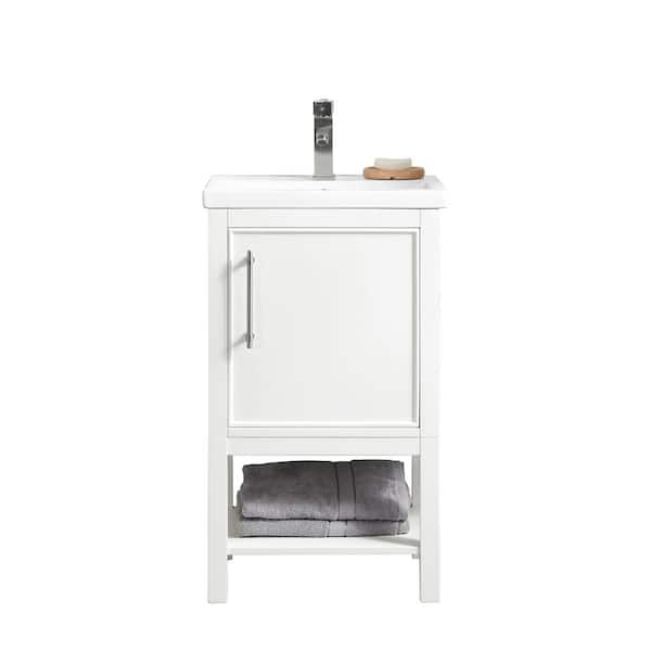 Taylor 20 in. W x 15 in. D x 34 in. H Bath Vanity in White with Ceramic Vanity Top in White with White Sink