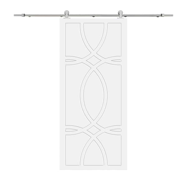 CALHOME 24 in. x 84 in. White Painted Composite MDF Paneled Interior Sliding Barn Door with Hardware Kit