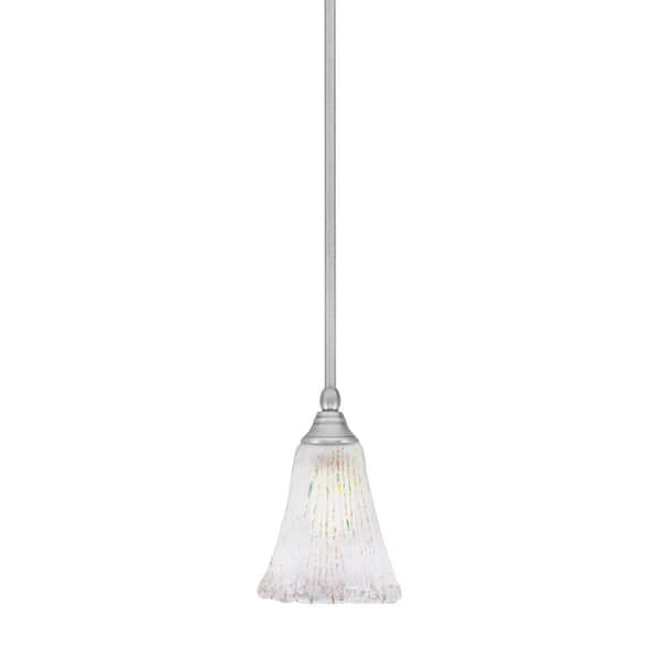 Unbranded Sparta 100-Watt 1-Light Brushed Nickel Shaded Pendant Light Mini Pendant with Frosted Crystal Glass and No Bulb Included