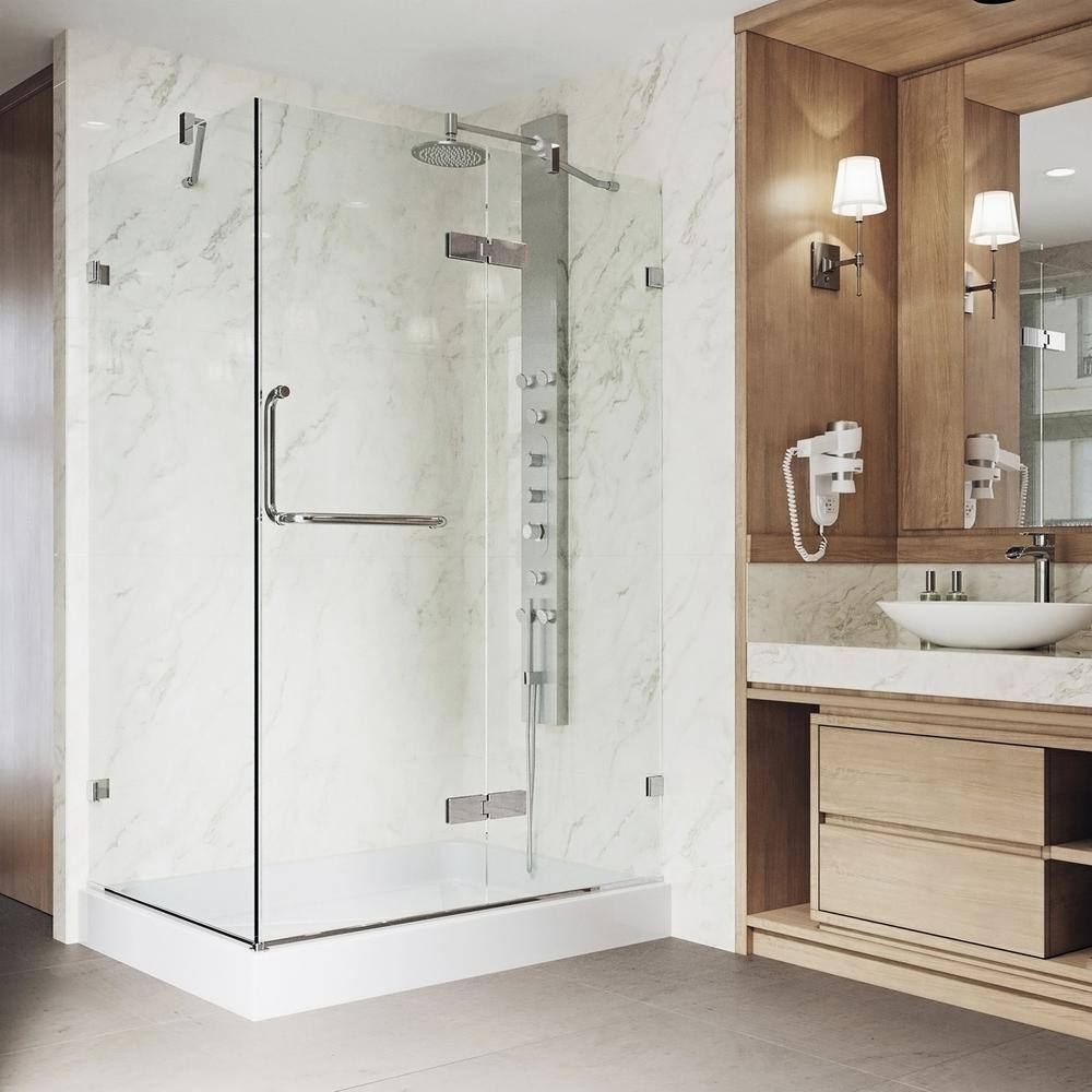 Monteray Frameless Chrome Shower Enclosure with Clear Glass and Base