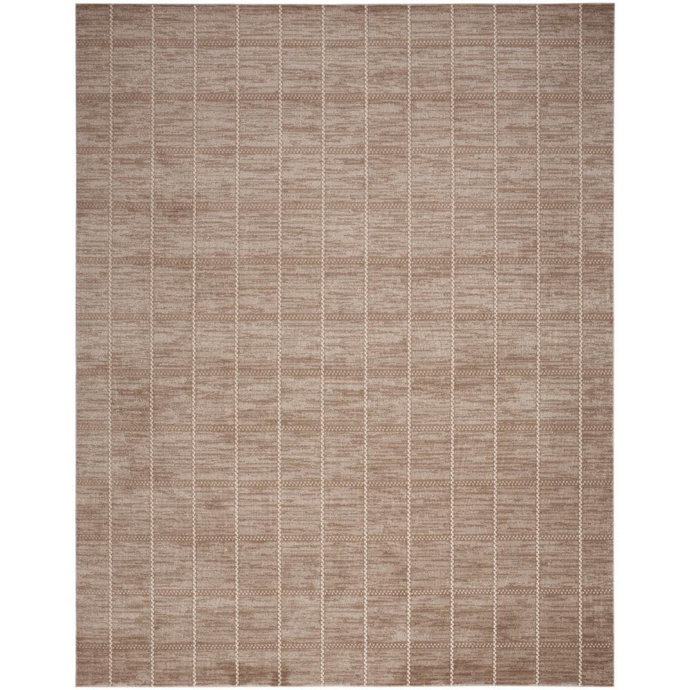 Mocha Ivory Geometric 5' x 7' Synthetic Area Rug