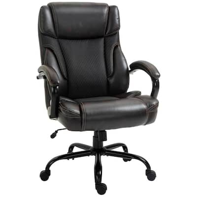 Brown, Big and Tall Ergonomic Executive Office Chair High Back Adjustable Computer Task Chair Swivel PU Leather