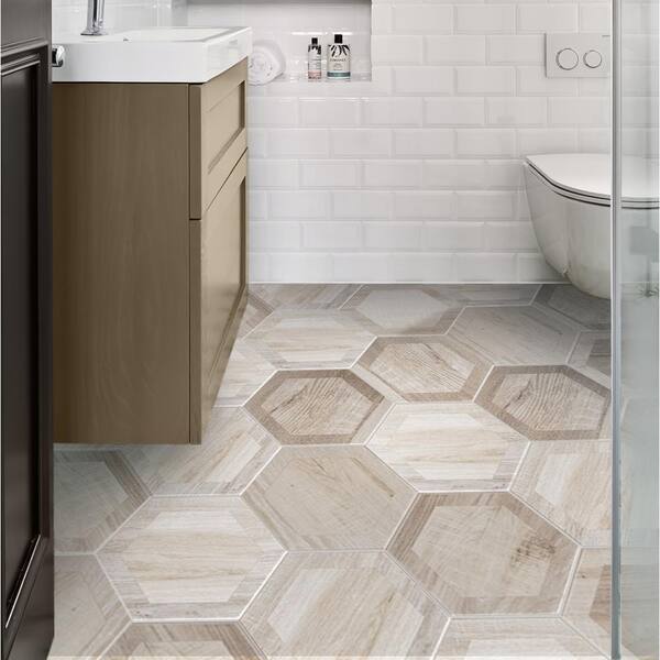 klowes 35x9 precelain tile Apollo Woodnote Beige 9.5 in. x 9.5 in. Matte Porcelain Wall and Floor Sample Tile (0.627 sq. ft./Piece) ROYIBIAIHEXSMPL Its non
