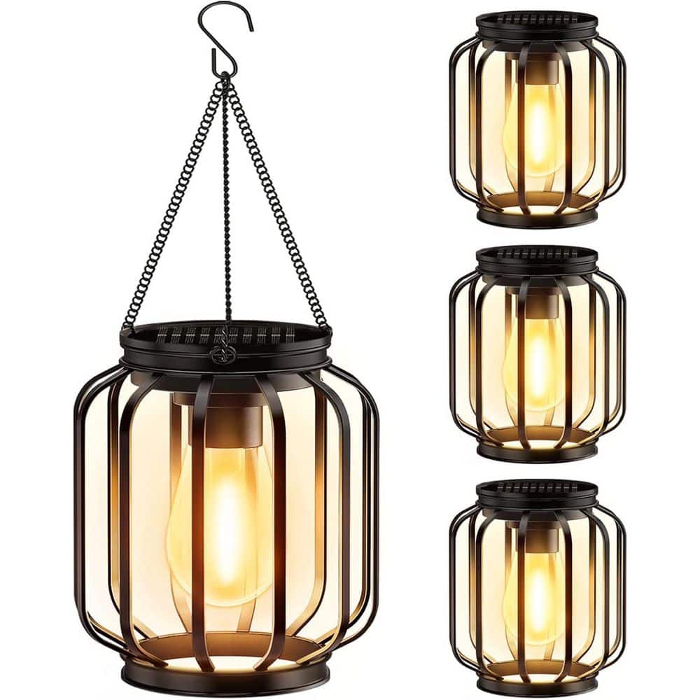 13.3 in X 4.5 in Black Waterproof metal hanging solar lantern, brighter and with automatic on/off function. 4-pack. price history on PriceWatchPro