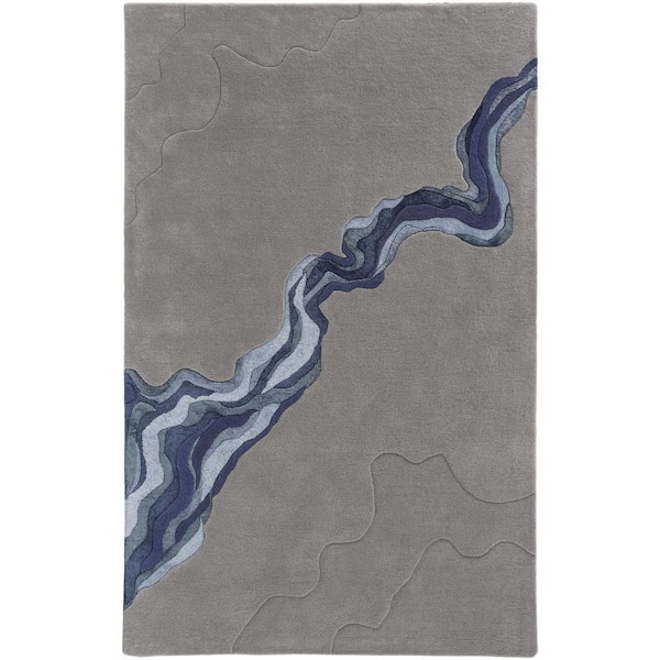 9 x 12 Gray, Blue Abstract Area Rug