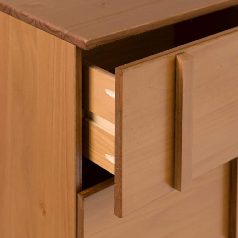 Caramel Solid Wood 2-Drawer Mid-Century Modern Nightstand