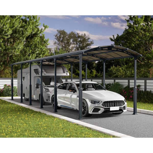 Alpine 12 ft. x 42 ft. Gray/Bronze RV Carport and Boat Shelter