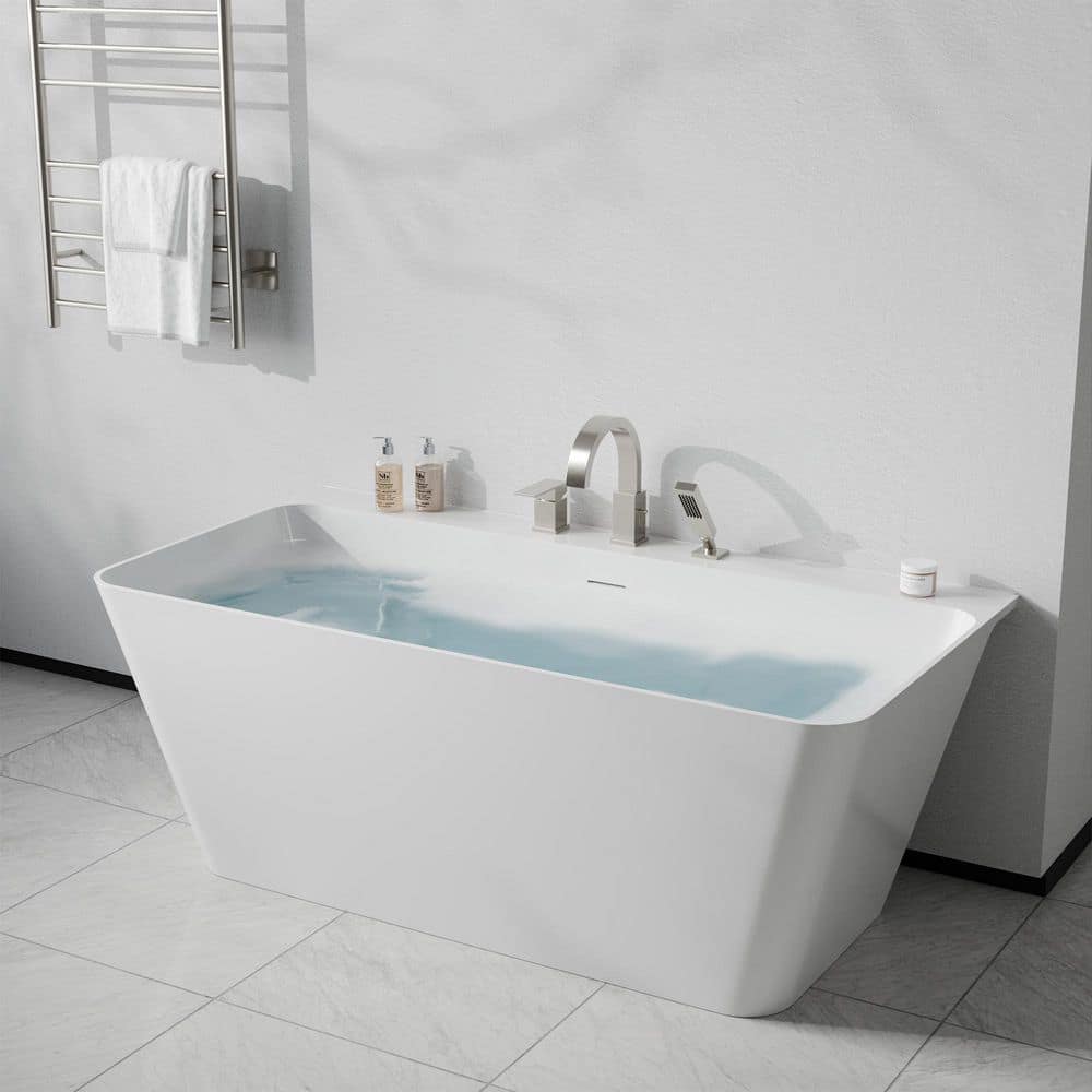 Vault Series 67 in. x 32 in. Flat Bottom Acrylic Freestanding Soaking Bathtub with Center Drain, Brushed Nickel Faucet price history on PriceWatchPro