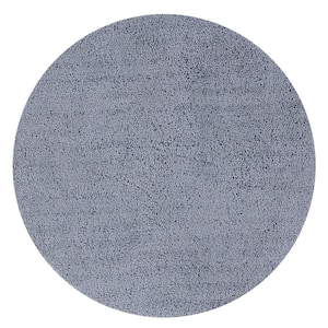 Micro Plush Collection Light Gray 30 in. x 30 in. Round 100% Micro Polyester Tufted Bath Mat Rug