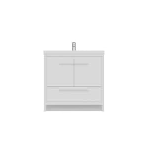 Sortino 36 in. W x 19 in. D Bath Vanity in White with Acrylic Vanity Top in White with White Basin