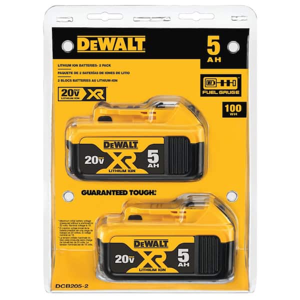DeWaIt 20V Max XR 20V Battery 2-Pack DCB205-2 5.0-Ah 