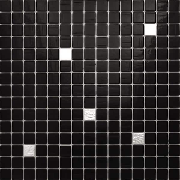 Apollo Tile Mingles 4" x 6" Glossy Black & White Glass Mosaic Uniform square Wall & Floor Sample Tile 0.13 sq. ft./Piece (1-Pack)