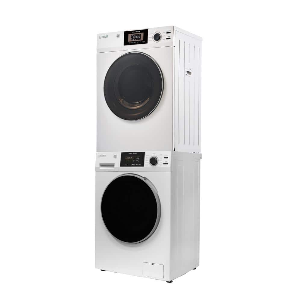 Compact White Electric Stacking Washer and Dryer Set