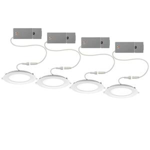 Ultra Slim 6 in. Canless Color Changing Integrated LED Recessed Trim All-in-One Downlight 900 Lumens Dimmable (4-Pack)