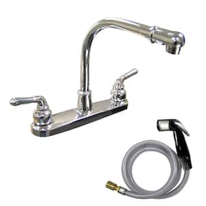 Dominion 2-Handle Standard Kitchen Faucet with Side Sprayer in Chrome