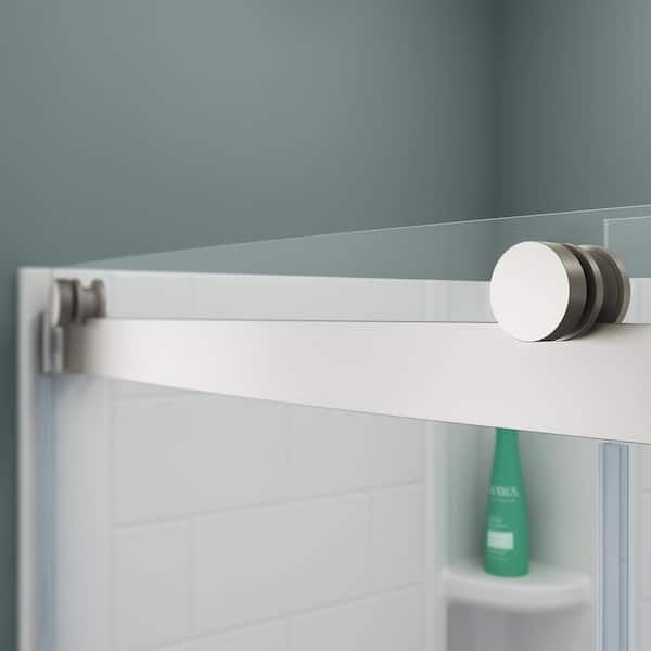 Ovation Curve 60 in. W x 60 in. H Sliding Frameless Tub Door in Brushed Nickel with Clear Glass