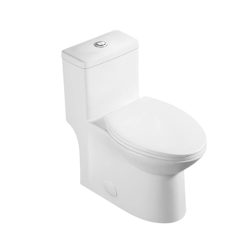 White Ceramic Dual Flush Elongated One-Piece Toilet