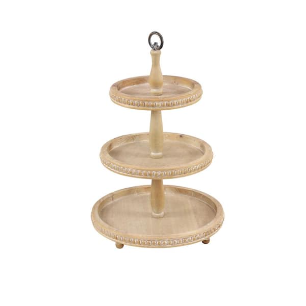 Litton Lane Light Brown Wood Natural 2-tier Server