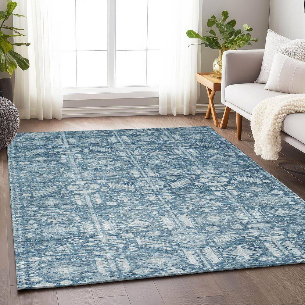 Chantille Machine Washable Indoor/Outdoor Abstract ACN1771 Denim 3 ft. x 5 ft. Area Rug price history on PriceWatchPro