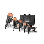 Pneumatic Framing and Finishing Nailers and Staplers Combo Kit with Canvas Bag and Fasteners (5-Piece)