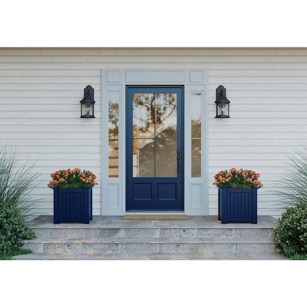 Ashmore Collection 3-Light Textured Black Water Seeded Glass New Traditional Outdoor Large Wall Lantern Light
