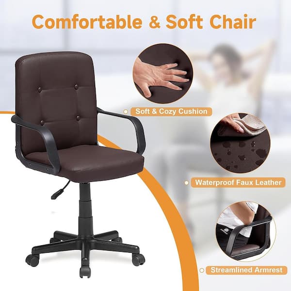 VECELO Fabric Swivel Ergonomic Office Task Chair with Adjustable Arms Mesh  Lumbar Support for Computer Task Work, Gray KHD-OC01-GRY - The Home Depot