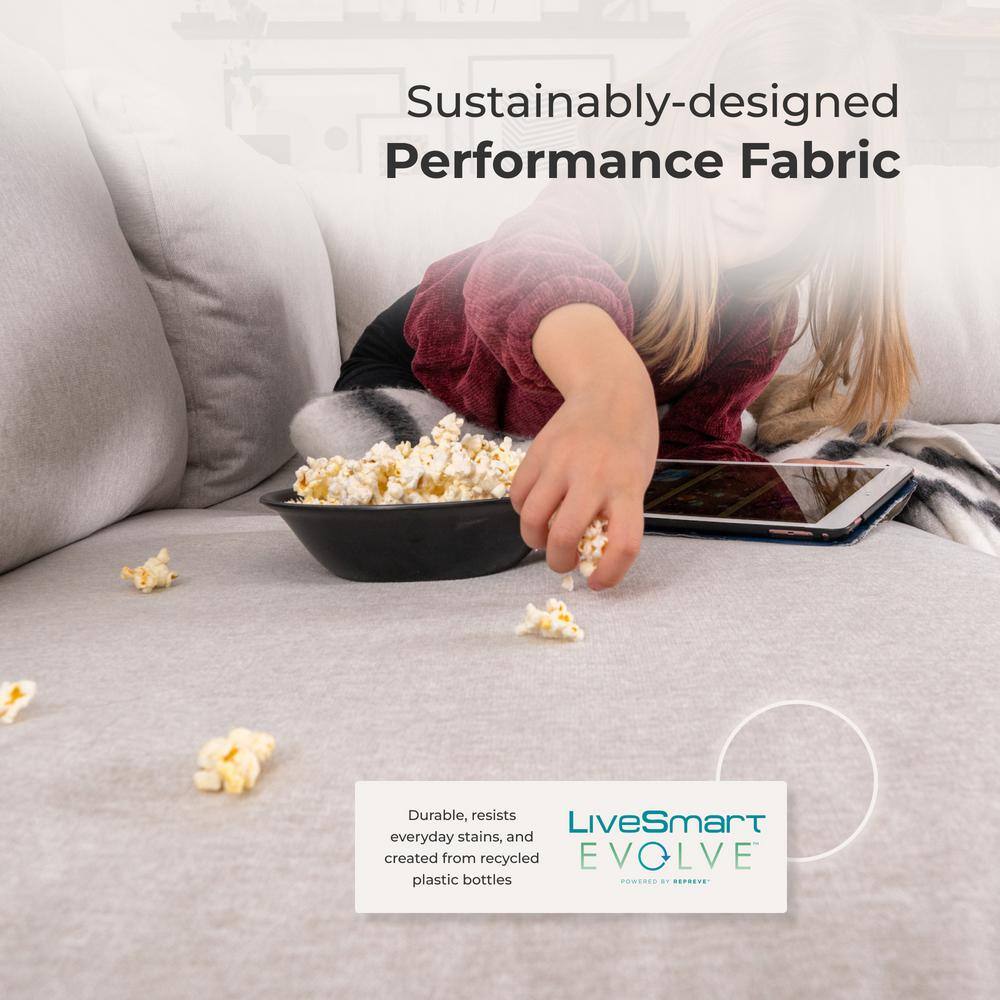 Frost Light Gray Modular Fabric Loveseat with Square Arms