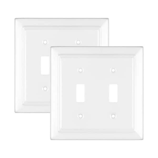 Architectural 2-Gang Classic White Toggle Metal Wall Plate (2-Pack)