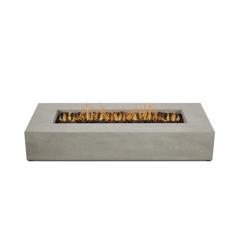 Gray Glass Fiber Reinforced Concrete Long Rectangle Fire Pit Table