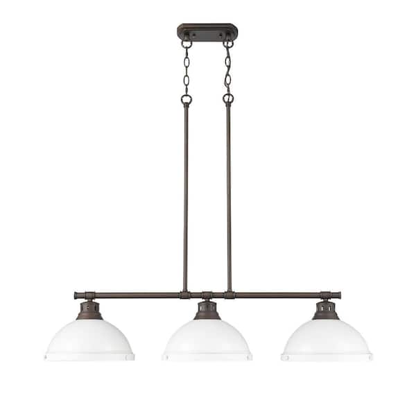 Duncan 300-Watt 3-Light Rubbed Bronze Pendant Light with Steel Shade