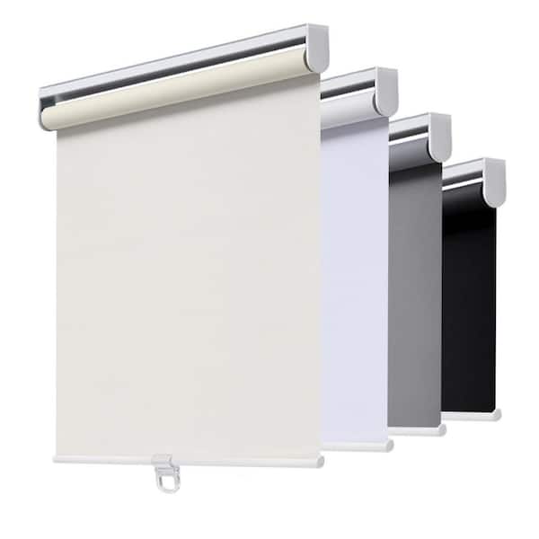 Aosky Cordless Blackout Roller Shade, Thermal Insulated, Easy Install, Polyester, Best for Kids, Beige, 33 in. W x 72 in. L